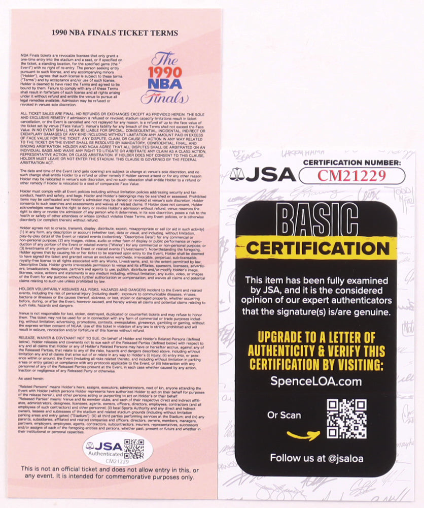 Dennis Rodman Signed 1990 NBA Finals Game 5 Commemorative Replica Ticket — Pistons vs. Trail Blazers