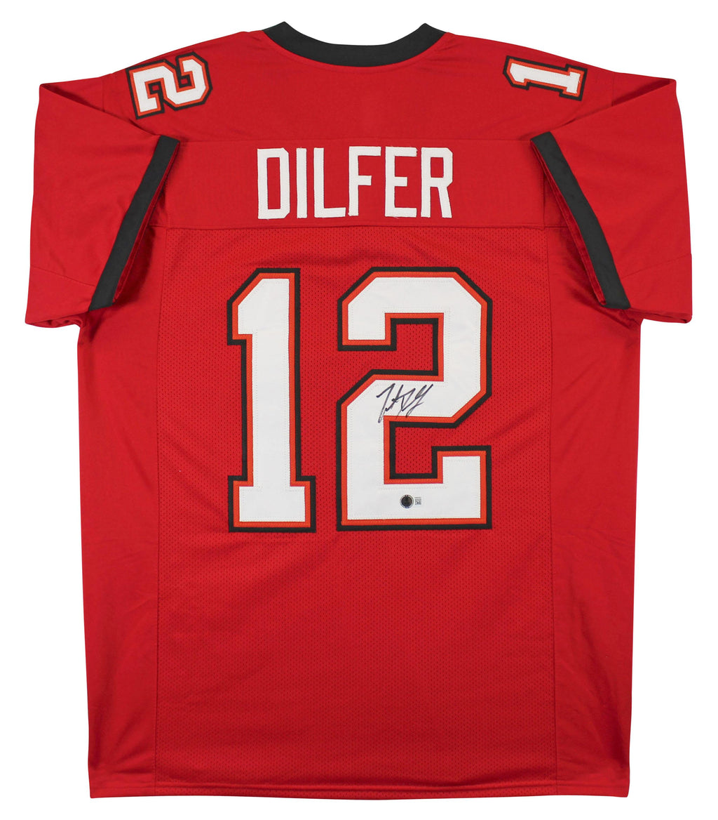 Trent Dilfer Signed Tampa Bay Buccaneers CUSTOM Red #12 Jersey - Beckett